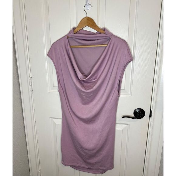 Free People Lilac Purple Amelie Mock Neck Cowl Back Mini Dress Sz S Chic Glam - Picture 4 of 9